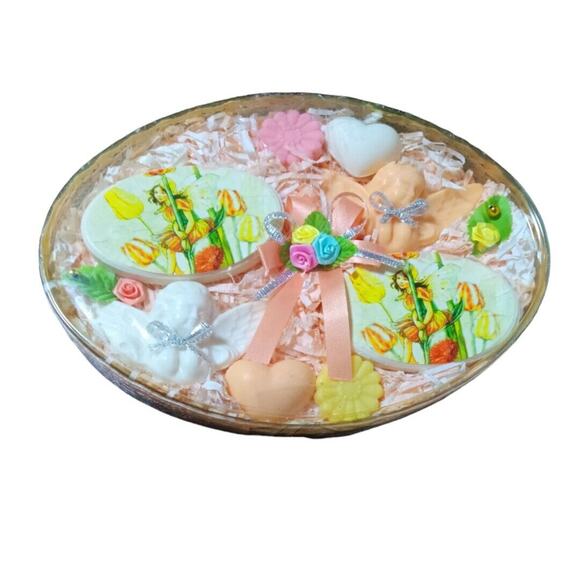 90s Decorative Guest Soap Set Angel Heart Flower - Picture 1 of 2